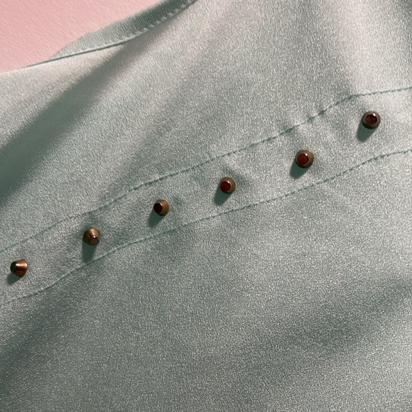 Aqua satin top - Picture 3 of 5